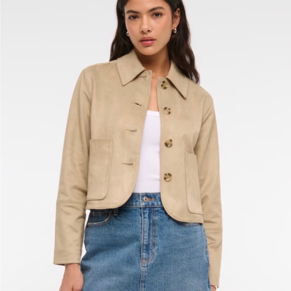 Abercrombie & Fitch Women's Beige Leather Jacket